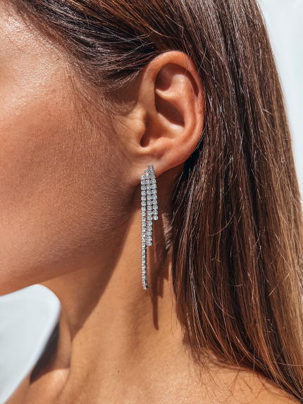 Fianite earrings (AAAAA) Silver 925° (rhodium) 110189