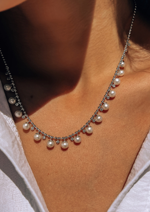 Кольє перлина Срібло 925° (родій) ZGPN37P