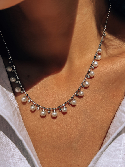 Кольє перлина Срібло 925° (родій) ZGPN37P