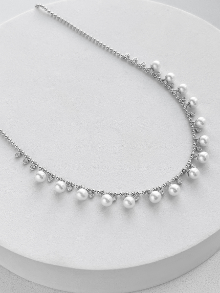 Кольє перлина Срібло 925° (родій) ZGPN37P