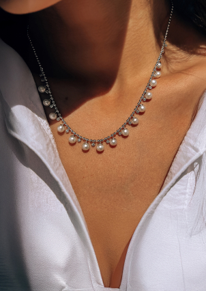 Кольє перлина Срібло 925° (родій) ZGPN37P