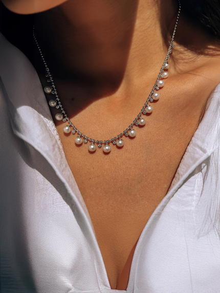 Кольє перлина Срібло 925° (родій) ZGPN37P