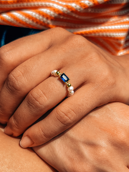 Pierścionek z perłą Srebro 925° (pozłacane) GZR91B