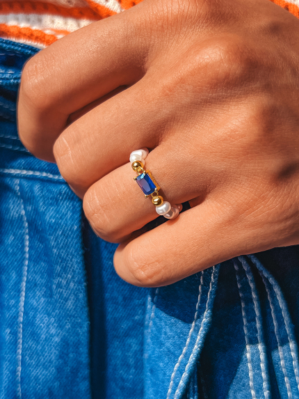 Pierścionek z perłą Srebro 925° (pozłacane) GZR91B