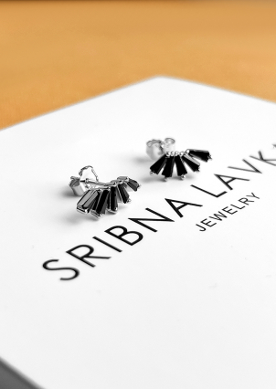 Сережки фіаніт Срібло 925° (родій) 957939