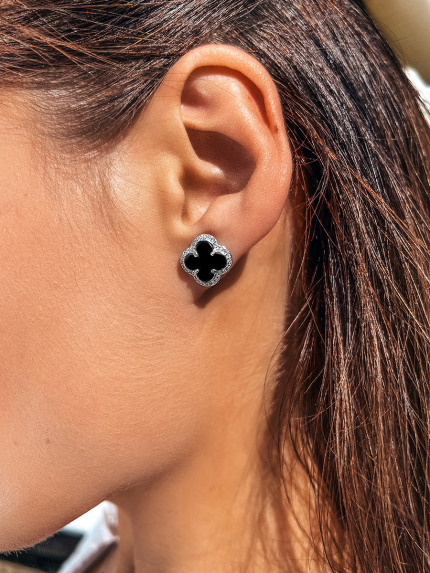 Kolczyki z onyksu Srebro 925° (rod) 952286h