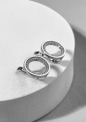 Сережки фіаніт Срібло 925° (родій) 120511