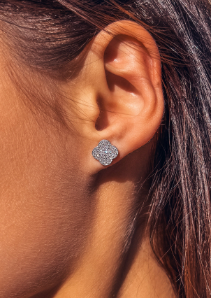 Сережки фіаніт Срібло 925° (родій) 136010