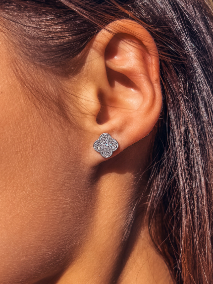 Сережки фіаніт Срібло 925° (родій) 136010