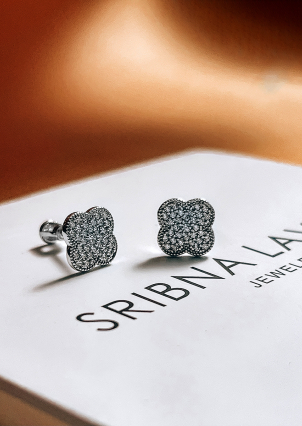 Сережки фіаніт Срібло 925° (родій) 136010