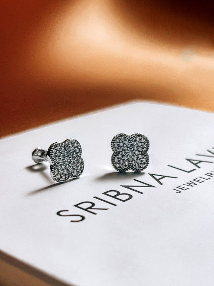 Сережки фіаніт Срібло 925° (родій) 136010