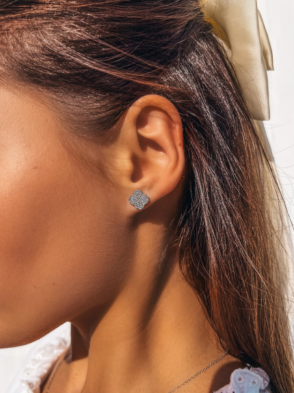 Сережки фіаніт Срібло 925° (родій) 136010