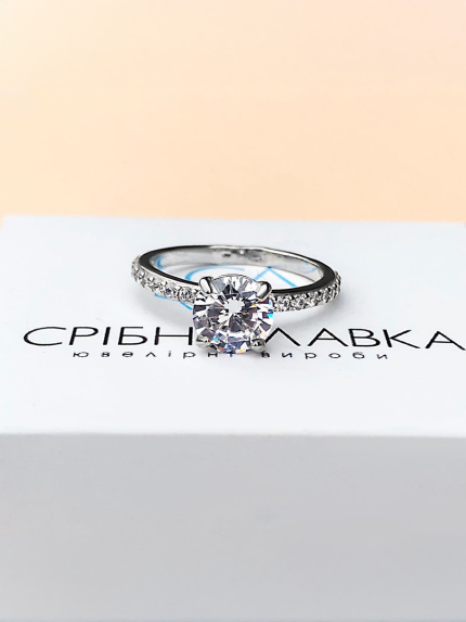 Каблучка Фіаніт (5А) Срібло 925° (родій) 81562