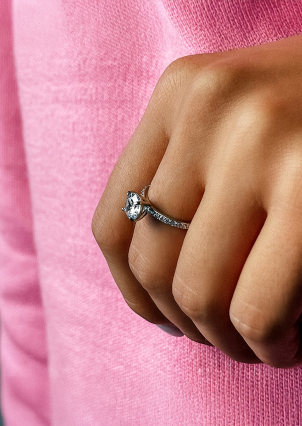 Каблучка Фіаніт (5А) Срібло 925° (родій) 81562