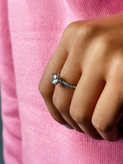 Каблучка Фіаніт (5А) Срібло 925° (родій) 81562