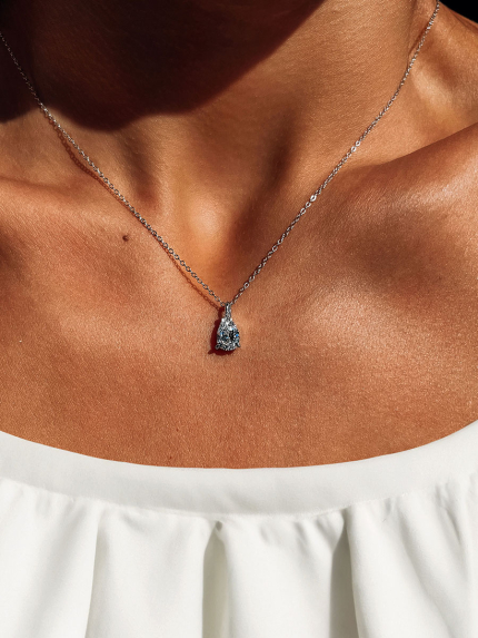 Кольє Фіаніт (8А) Срібло 925° (родій) SLZN04P