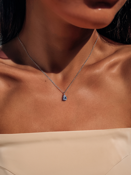 Кольє Фіаніт (8А) Срібло 925° (родій) SLZN04P