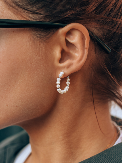 Kolczyki z perełkami Srebro 925° (rod) GPE70K