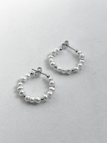 Kolczyki z perełkami Srebro 925° (rod) GPE70K