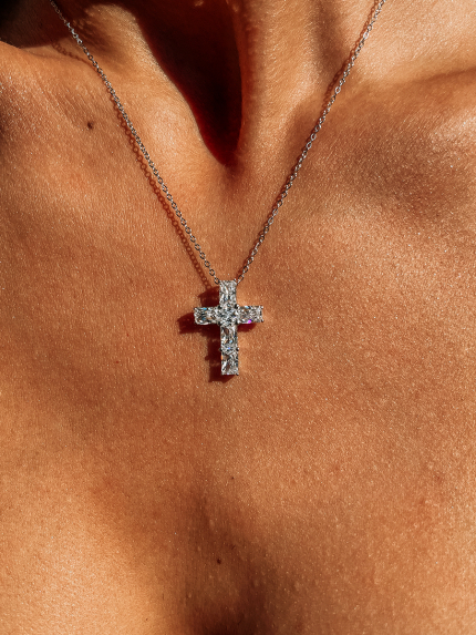 Кольє Фіаніт (8А) Срібло 925° (родій) SLZN09P