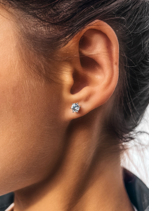 Сережки Фіаніт (8А) Срібло 925° (родій) LZE07P