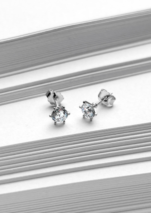 Сережки Фіаніт (8А) Срібло 925° (родій) LZE07P