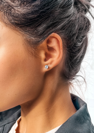 Сережки Фіаніт (8А) Срібло 925° (родій) LZE07P