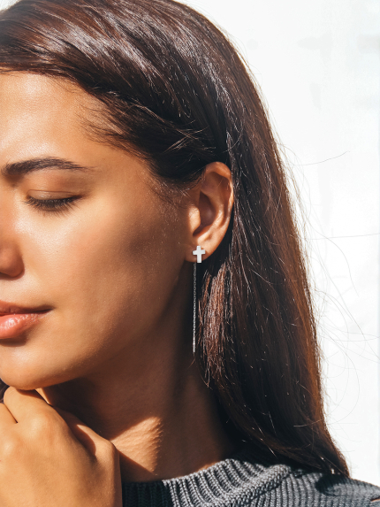 Сережки без вставок Срібло 925° (родій) 118830