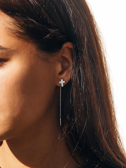 Сережки без вставок Срібло 925° (родій) 118830