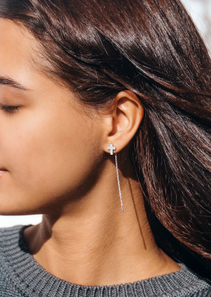 Сережки без вставок Срібло 925° (родій) 118830