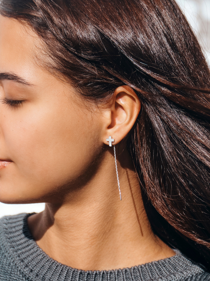 Сережки без вставок Срібло 925° (родій) 118830