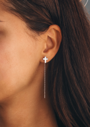 Сережки без вставок Срібло 925° (родій) 118830