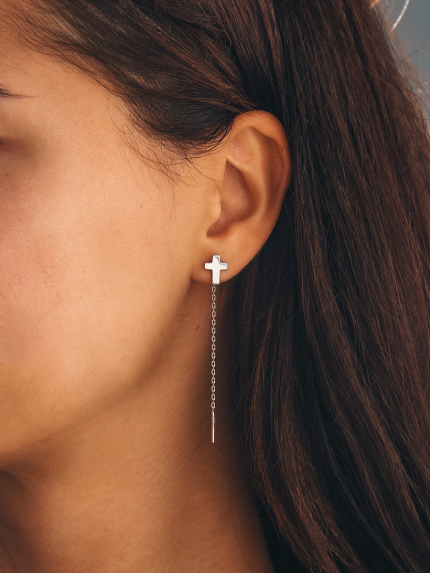 Сережки без вставок Срібло 925° (родій) 118830