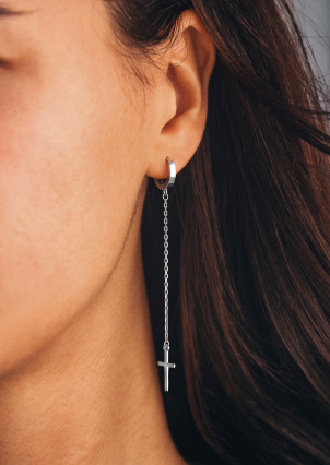 Сережки без вставок Срібло 925° (родій) 138010