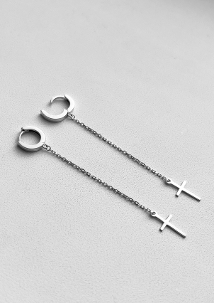 Сережки без вставок Срібло 925° (родій) 138010