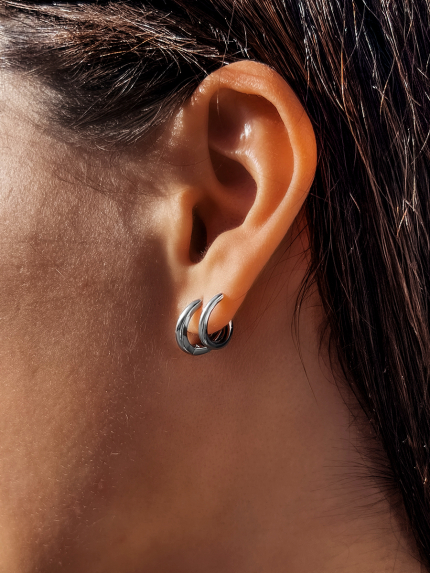 Сережки без вставок Срібло 925° (родій) 138410