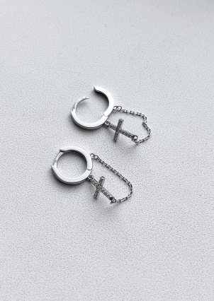 Сережки фіаніт Срібло 925° (родій) 133010