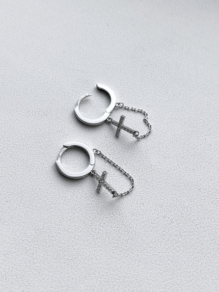 Сережки фіаніт Срібло 925° (родій) 133010