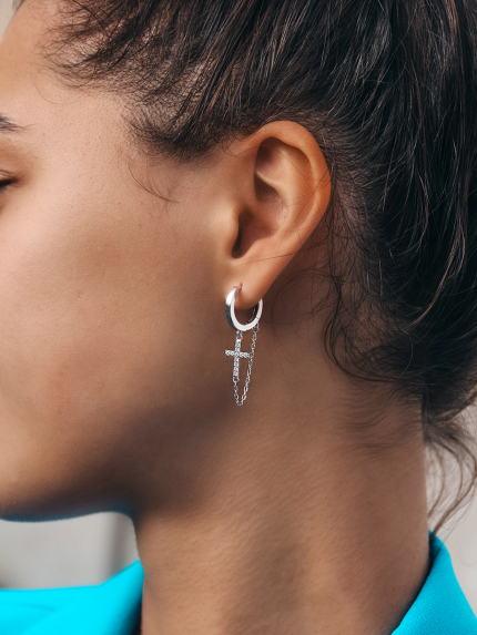 Сережки фіаніт Срібло 925° (родій) 133010