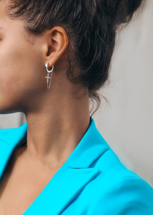 Сережки фіаніт Срібло 925° (родій) 133010