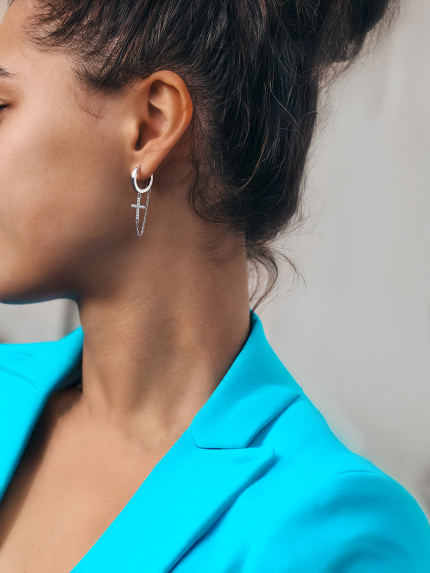 Сережки фіаніт Срібло 925° (родій) 133010