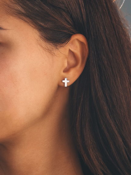 Сережки без вставок Срібло 925° (родій) 118810