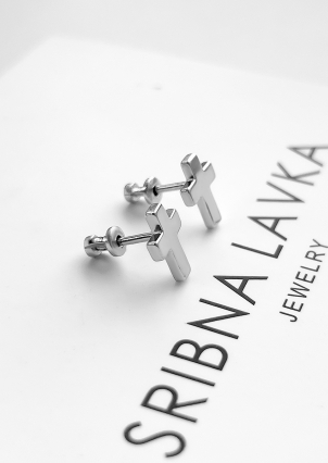 Сережки без вставок Срібло 925° (родій) 118810