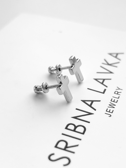 Сережки без вставок Срібло 925° (родій) 118810