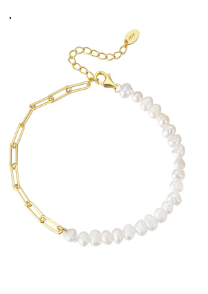 Браслет перлина Срібло 925° (позолота) GPB01G