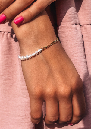 Браслет перлина Срібло 925° (позолота) GPB01G