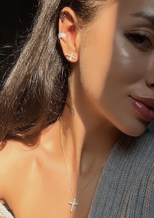 Сережки фіаніт Срібло 925° (родій) 520927