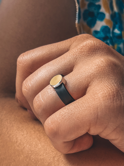 Каблучка без вставок Срібло 925° золото 375° 000933