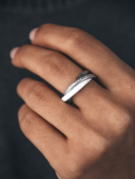 Каблучка Кераміка фіаніт срібло 925°/ ювелірна кераміка с1110б