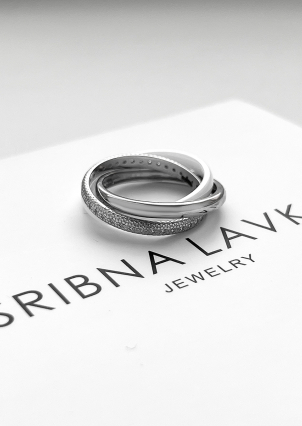 Каблучка Кераміка фіаніт срібло 925°/ ювелірна кераміка с1110б